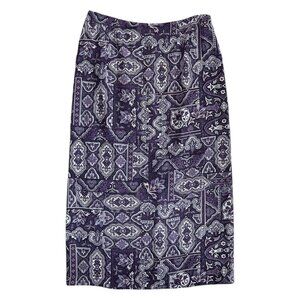 Vintage Talbots Silk Geometric Print Midi Skirt Purple‎ 14 Whimsygoth Y2K Boho